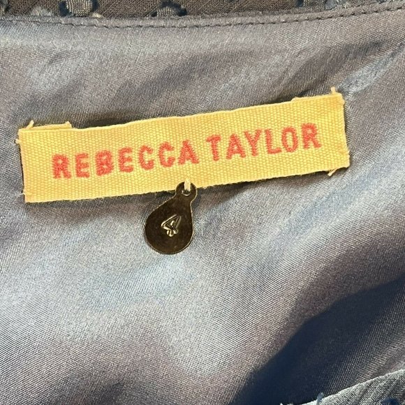 Rebecca Taylor One Shoulder Ruffle Clip Dot Crinkle Dress Silk Blend Size 4 - Picture 6 of 8